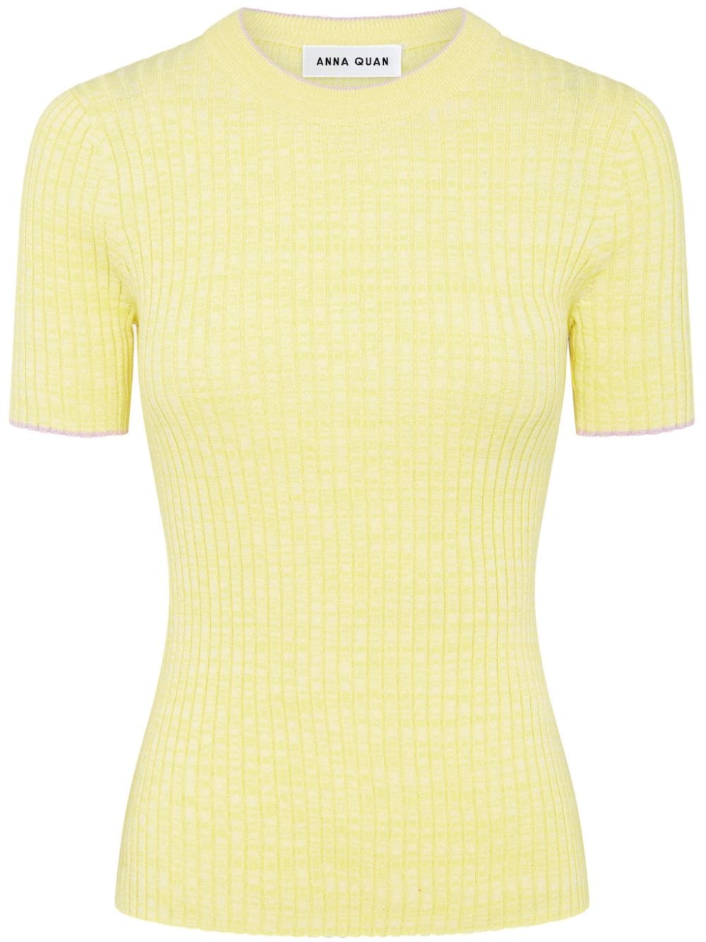 Anna Quan Bebe Ribbed-knit Cotton Top In Yellow