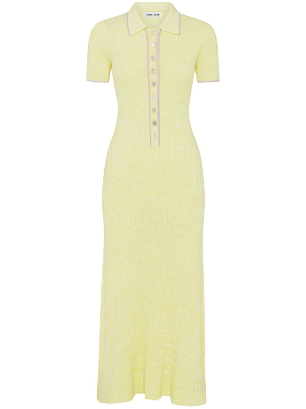 Anna Quan Penelope Contrasting-trim Polo Dress In Yellow