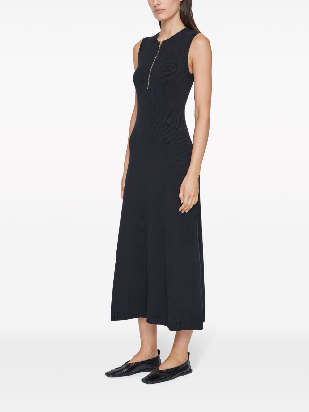 Shop Anna Quan Jennie Ribbed-knit Midi Dress In Black