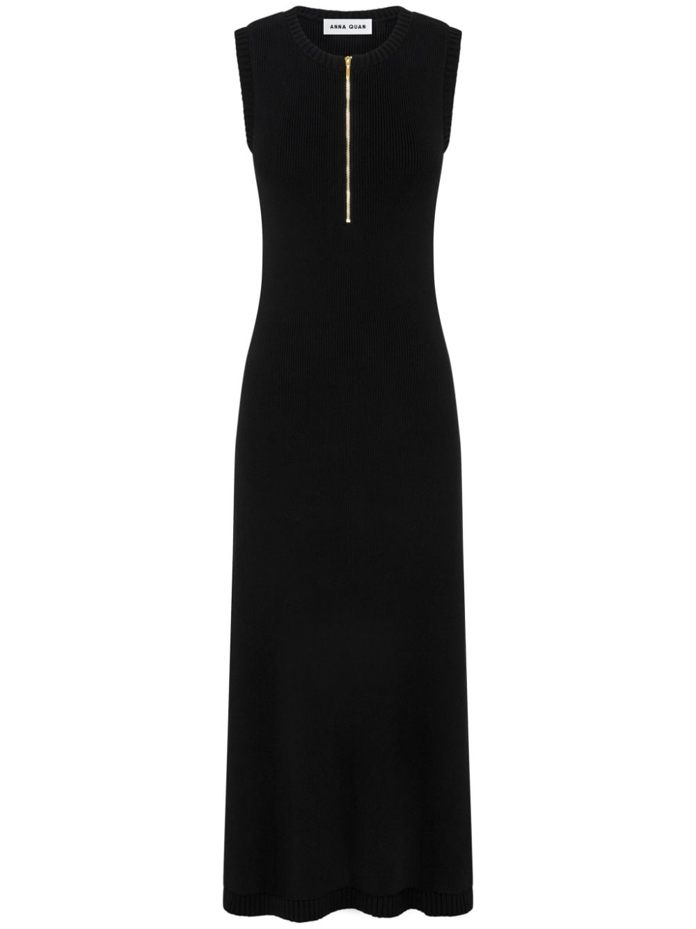 Anna Quan Jennie Ribbed-knit Midi Dress In Black