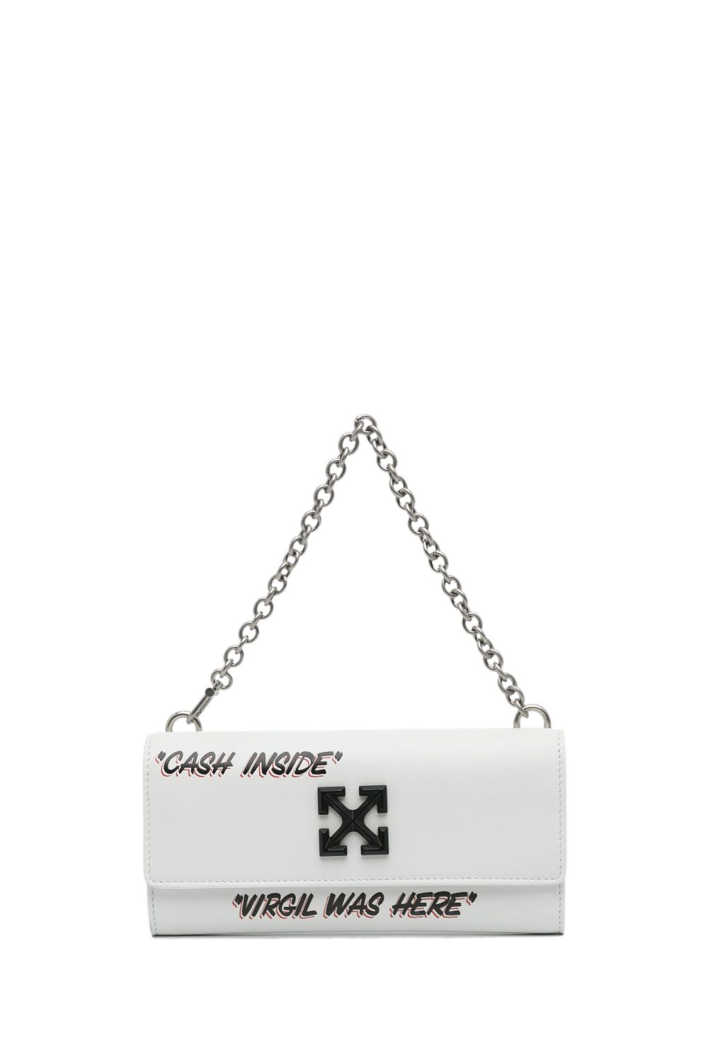Pre-owned Off-white 21th Century  Off White Jitney Quote Wallet On Chain Baguette In 白色