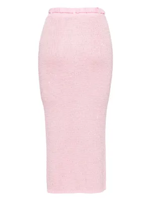 スカート Alessandra Rich Ribbed Knit Midi Skirt With Elastic Alessandra Rich Cotton blend ribbed midi skirt with elastic