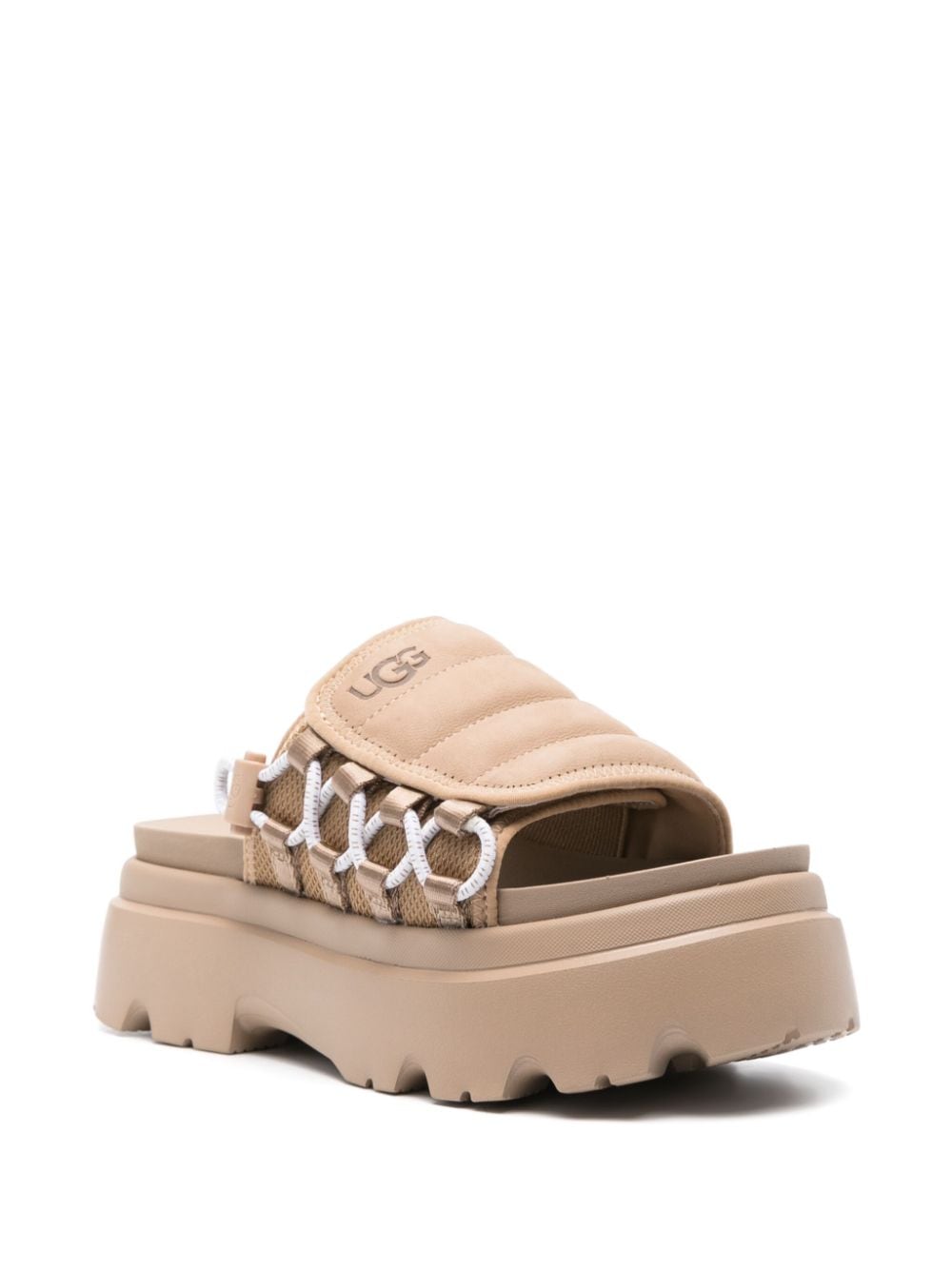 Shop Ugg Callie Suede Platform Slides In Neutrals