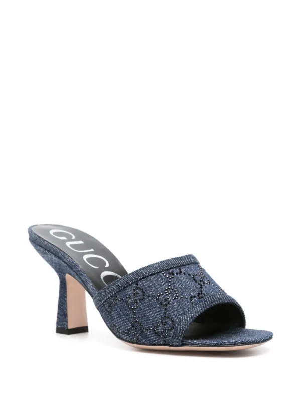 Gucci 80mm GG monogram Denim Mules Blue FARFETCH CA