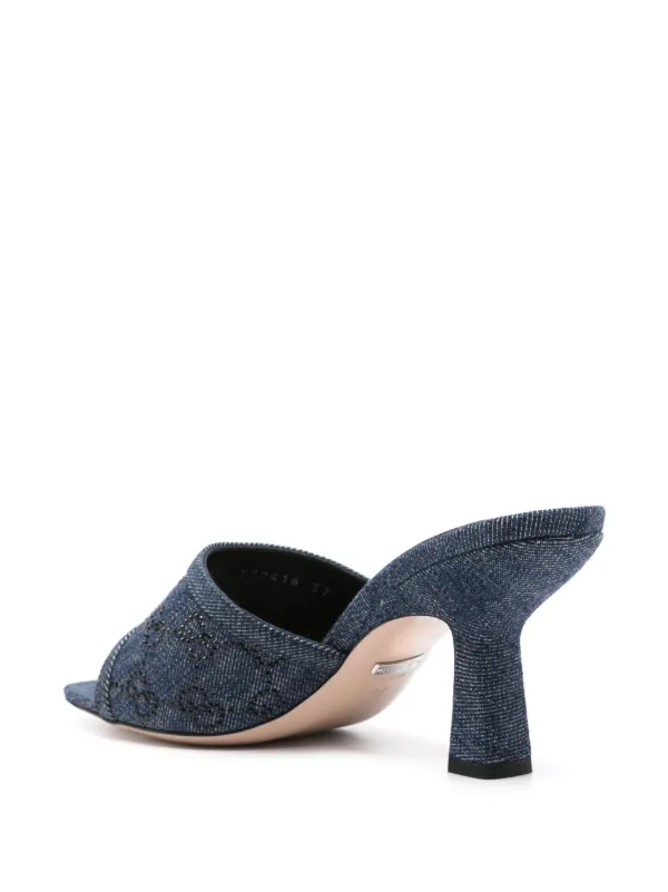 Gucci 80mm GG-monogram Denim Mules Blue FARFETCH GE
