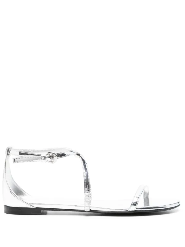 Alexander McQueen Metallic Leather Sandals in Silver