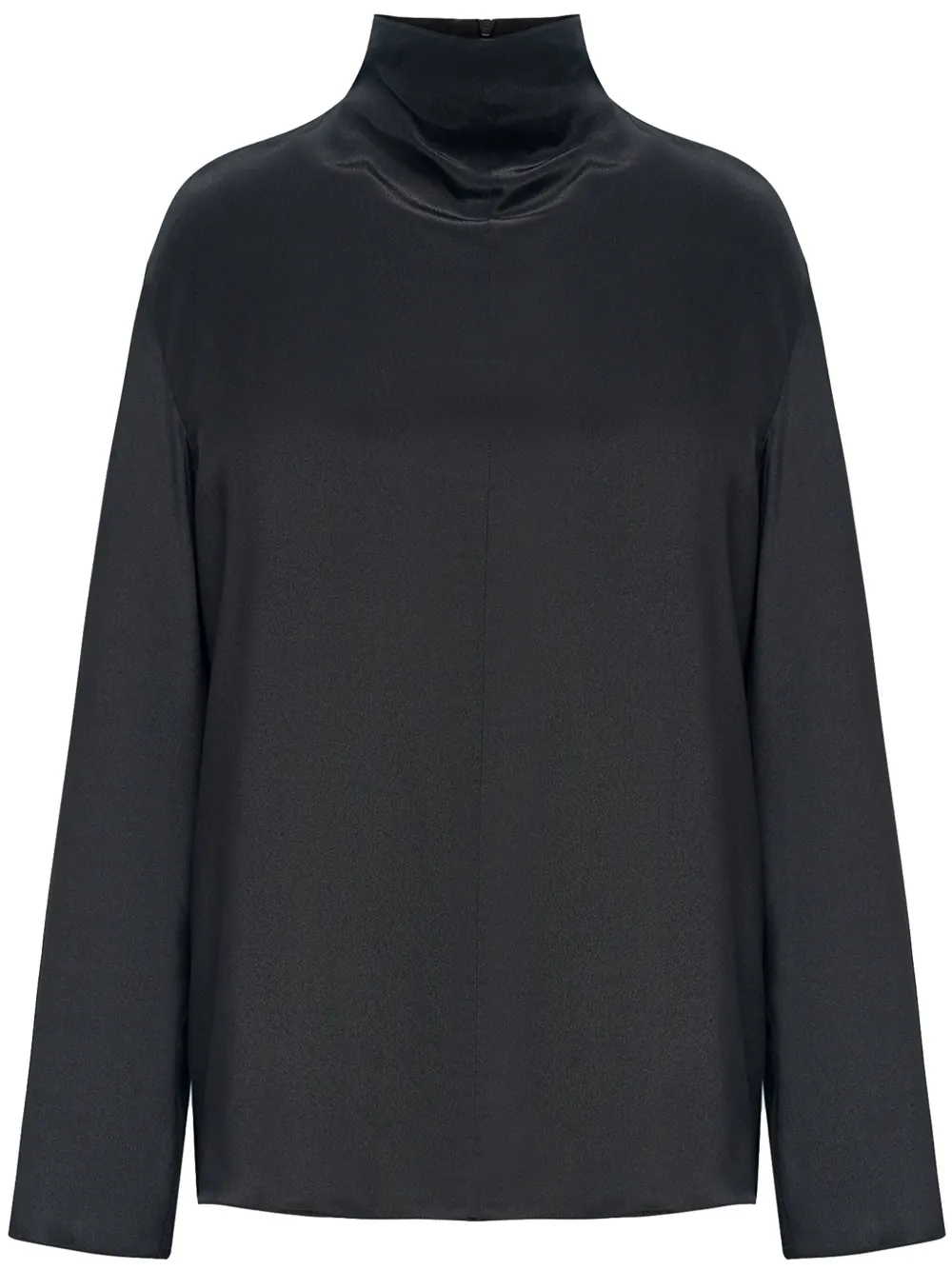 12 Storeez High-neck Chiffon Blouse In Black