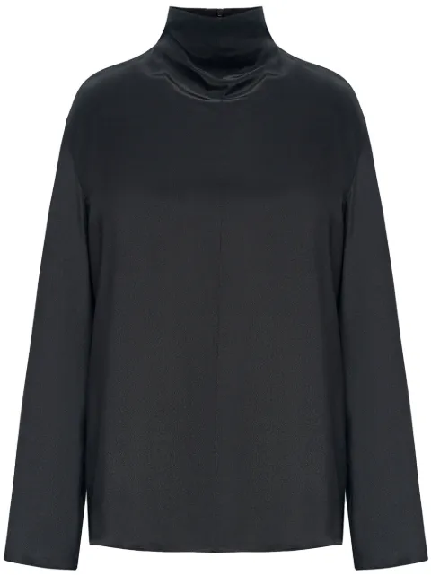 12 STOREEZ blusa de gasa con cuello de tortuga