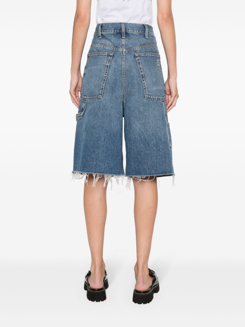 Shop Gucci Distressed Denim Shorts In Blue