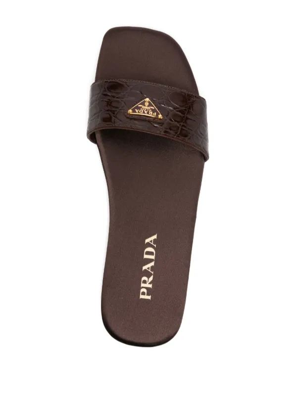 サンダル PRADA  Claquettes in cuir Claquettes Prada en nylon en cuir noir (Hommes) Homme
