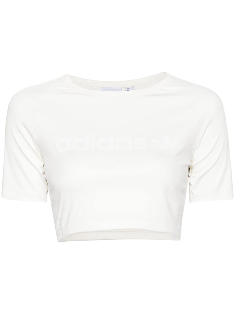 Adidas Originals Logo-print Cropped T-shirt In White