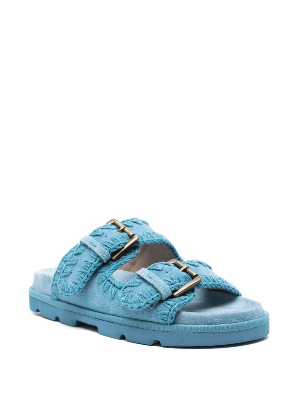 Shop Mou Low Bio Suede Sandals In Blue