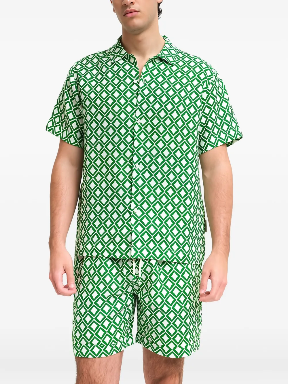 PENINSULA SWIMWEAR geometric-print shirt | Green | Image 1