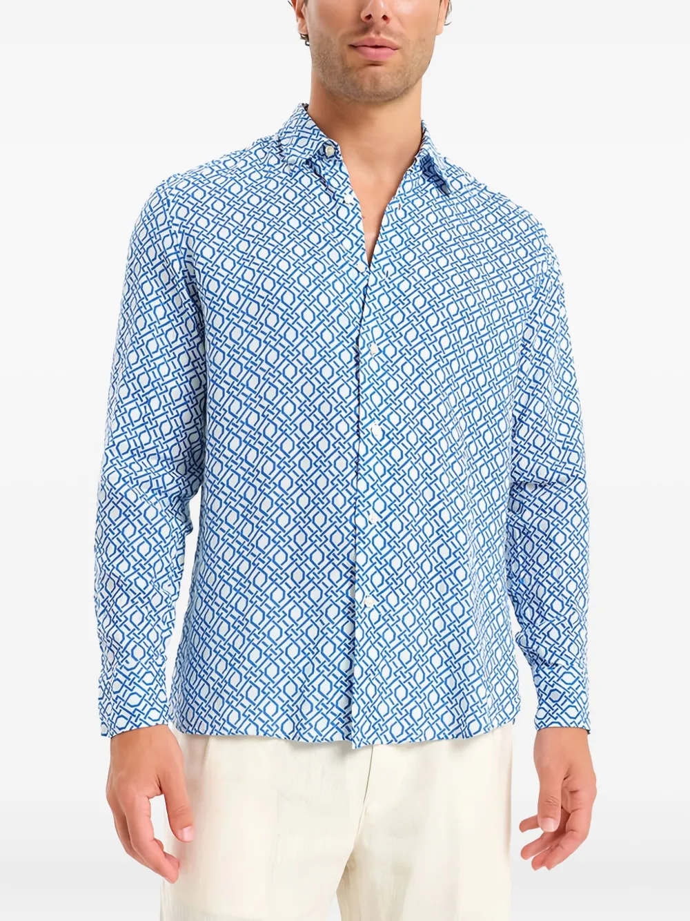 PENINSULA SWIMWEAR geographic-pattern shirt | Blue | Image 1