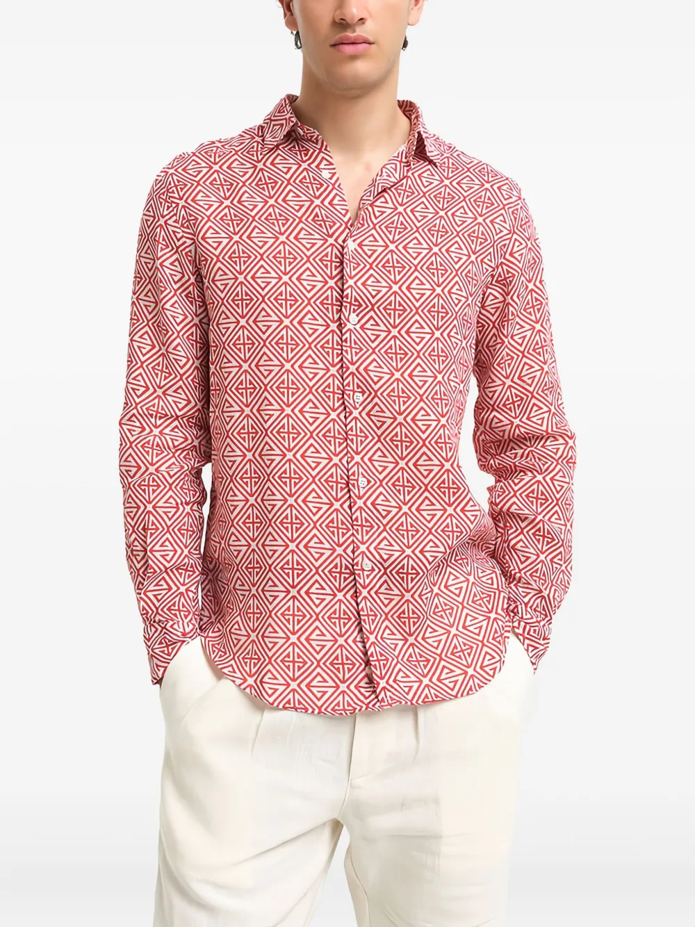 PENINSULA SWIMWEAR geometric-pattern shirt | Red | Image 1