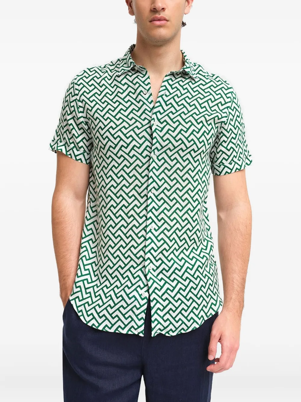 PENINSULA SWIMWEAR geometric-print shirt | Green | Image 1