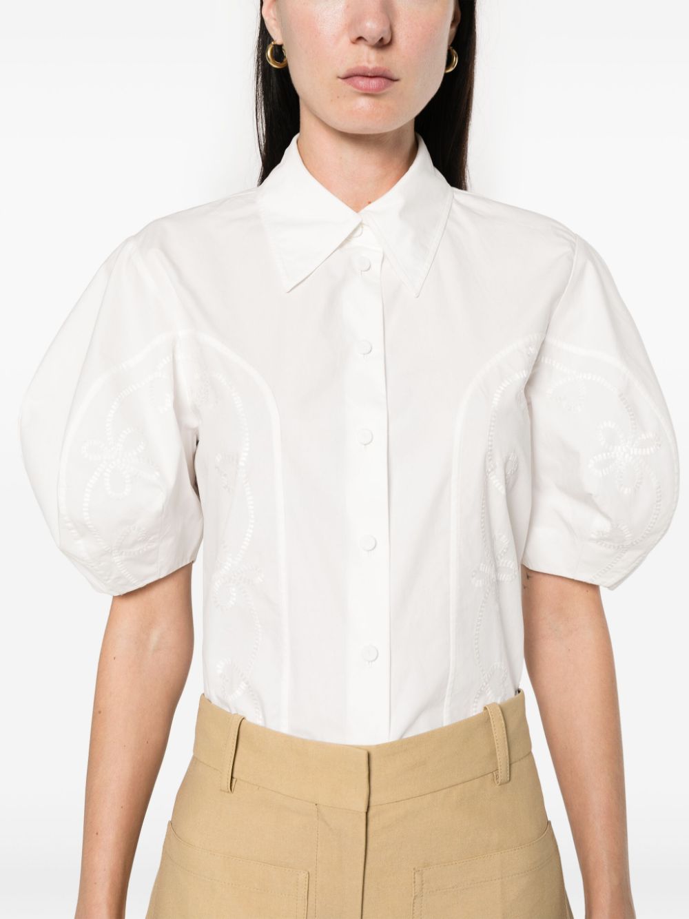 Shop Chloé Embroidery-detail Poplin Shirt In White