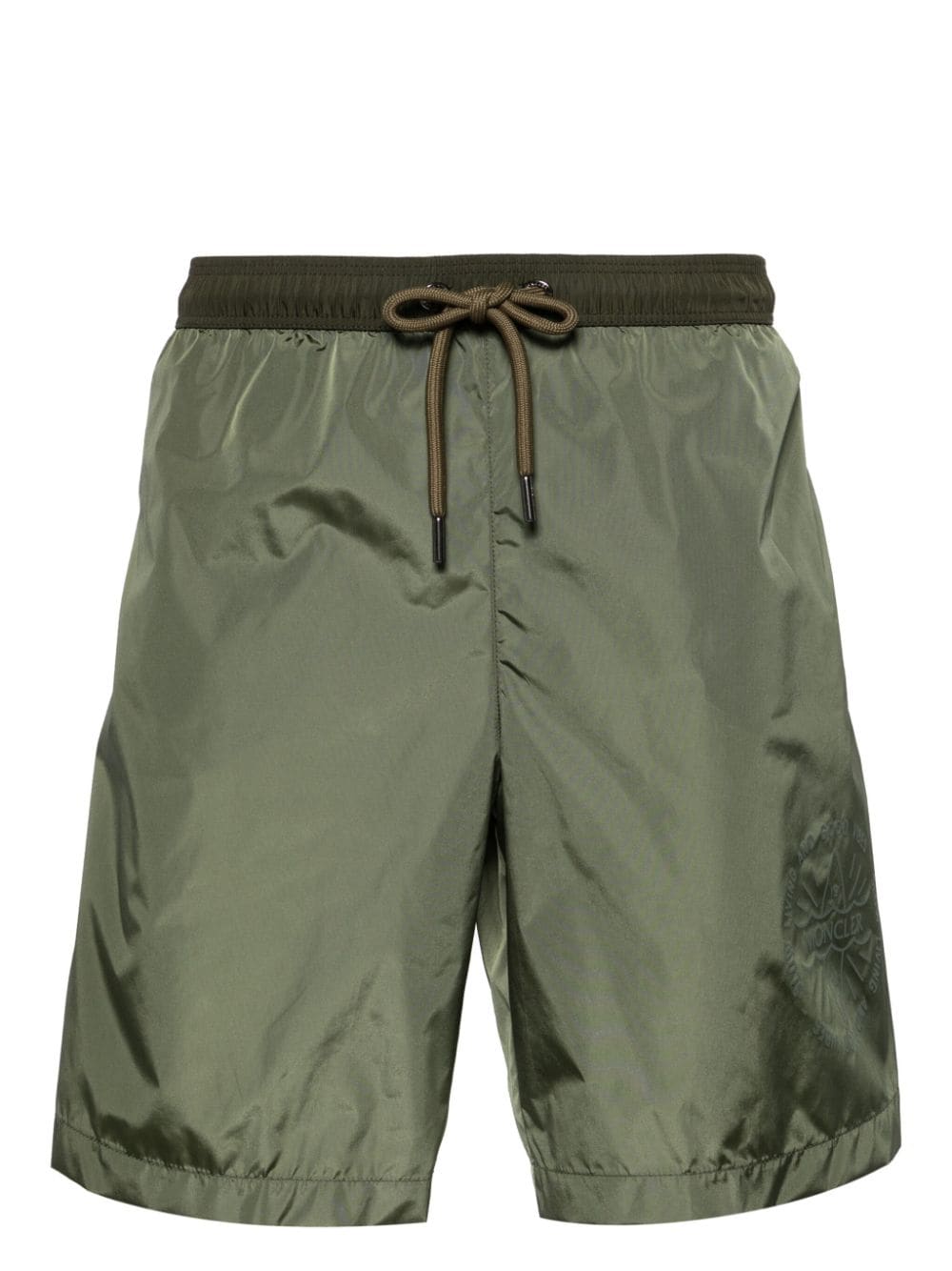 Moncler Logo-print Drawstring Swim Shorts In Green