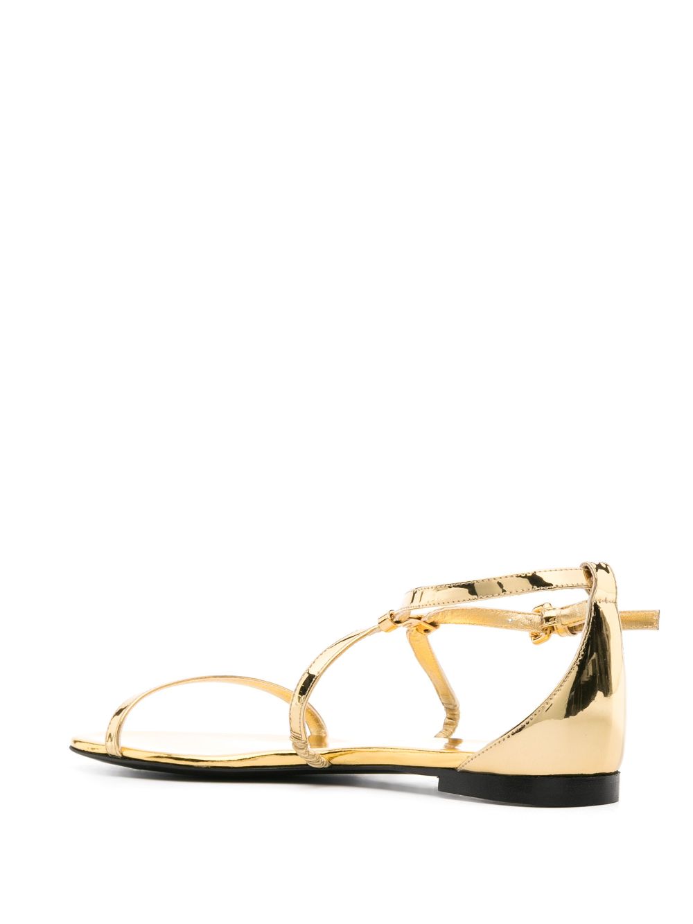 Shop Alexander Mcqueen Logo-plaque Metallic Sandals In Gold