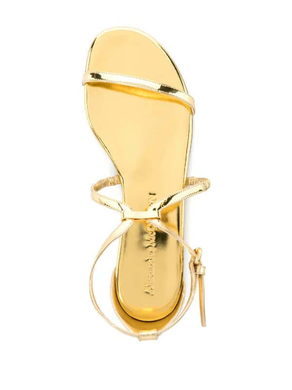 Alexander McQueen logo-plaque Metallic Sandals | Gold | FARFETCH