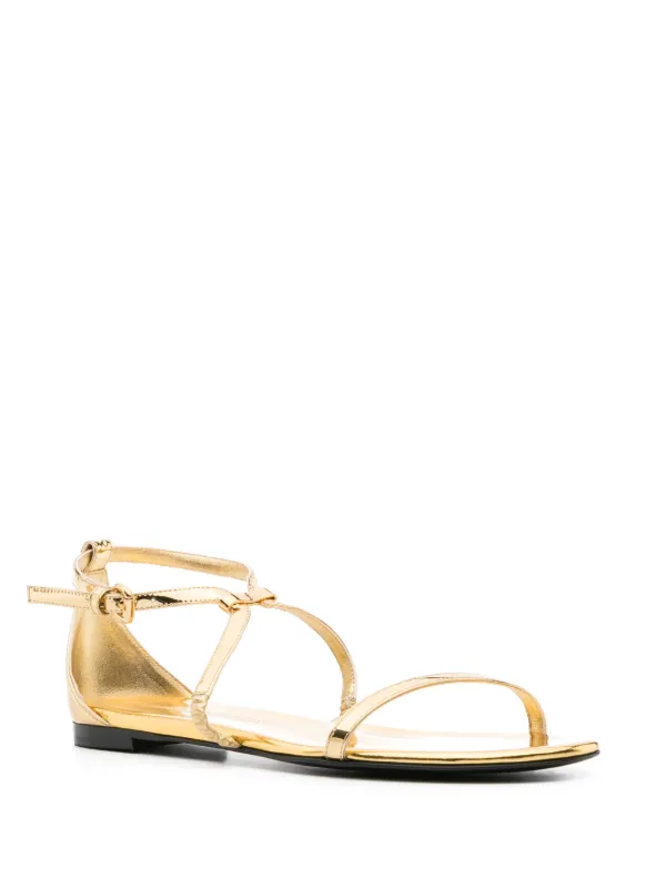 Alexander McQueen logo-plaque Metallic Sandals | Gold | FARFETCH