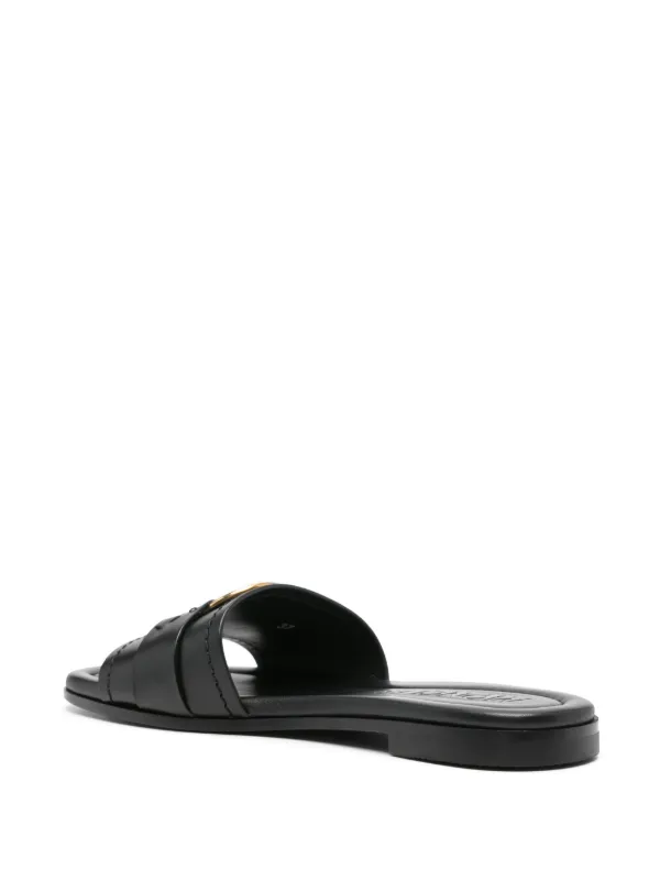 ★関税込★MONCLER BELL スライド Moncler Bell Leather Slides | Black | FARFETCH