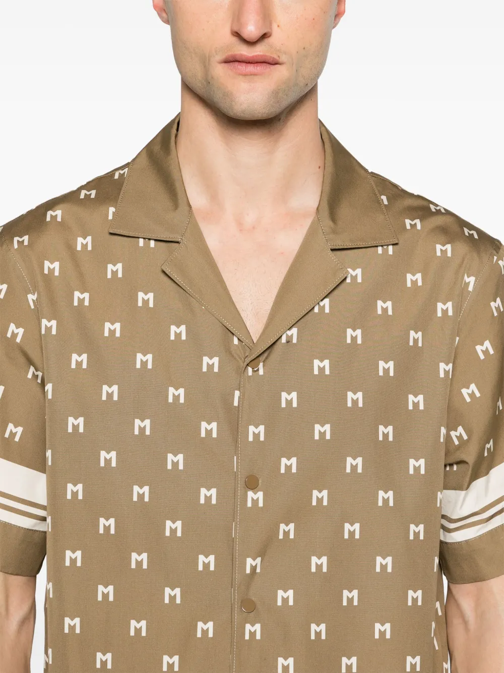 Shop Moncler Monogram-print Short-sleeve Shirt In Green