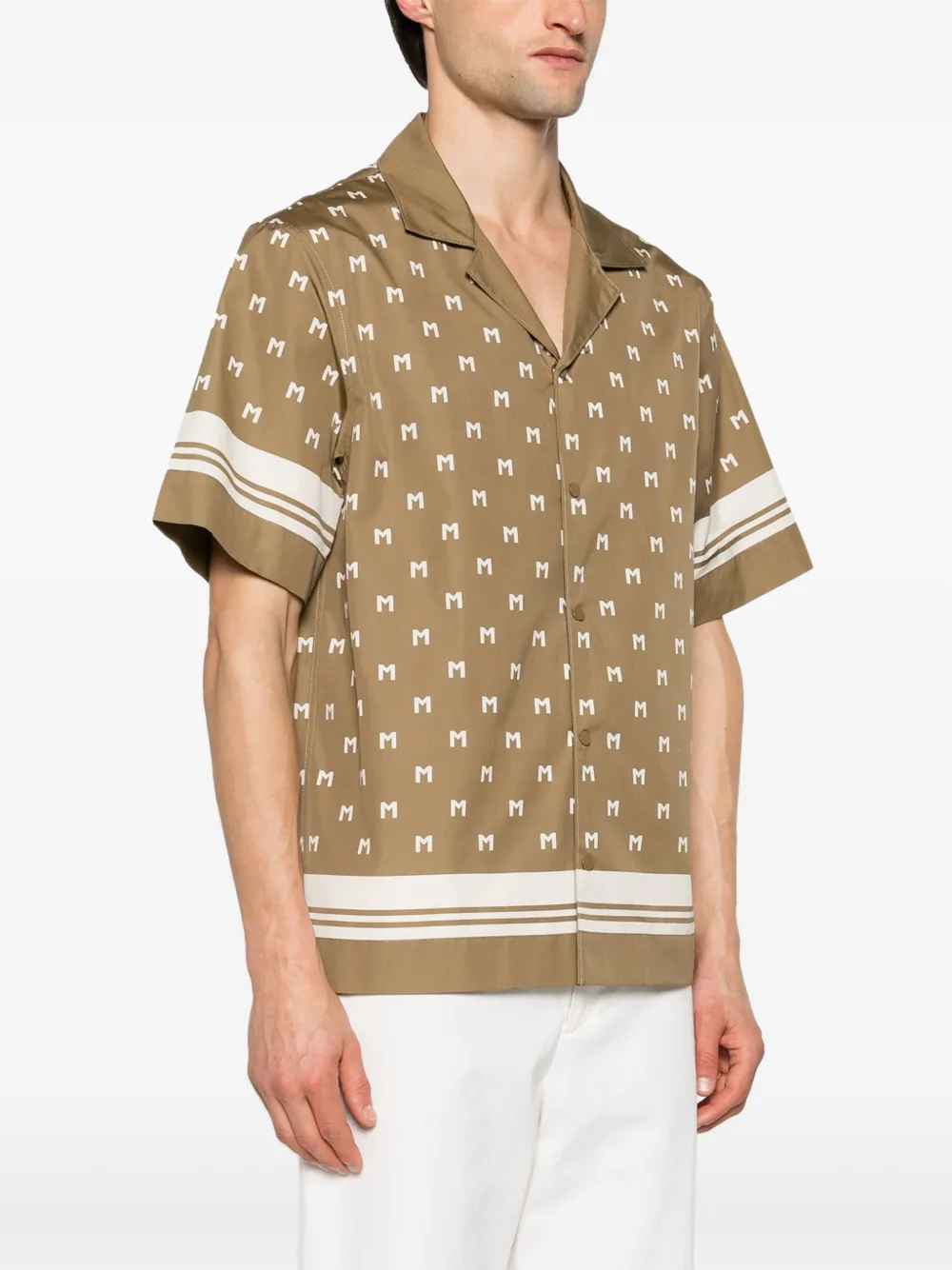 Shop Moncler Monogram-print Short-sleeve Shirt In Green