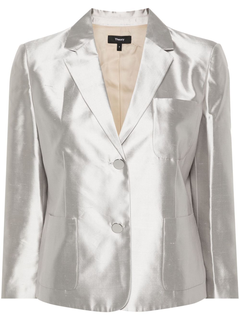 THEORY SHANTUNG SINGLE-BREASTED BLAZER