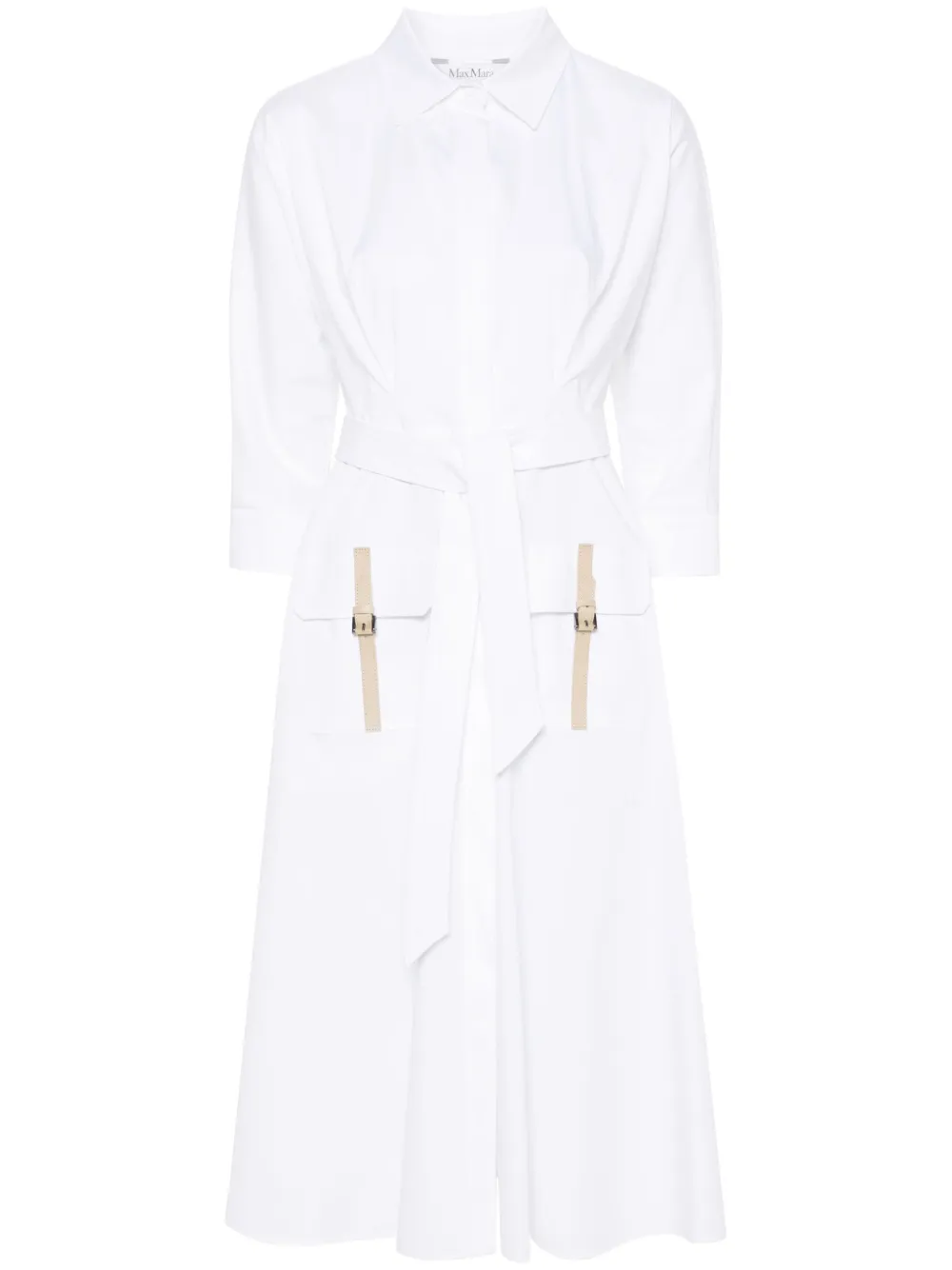 Shop Max Mara Sibari Midi Shirt Dress In Weiss