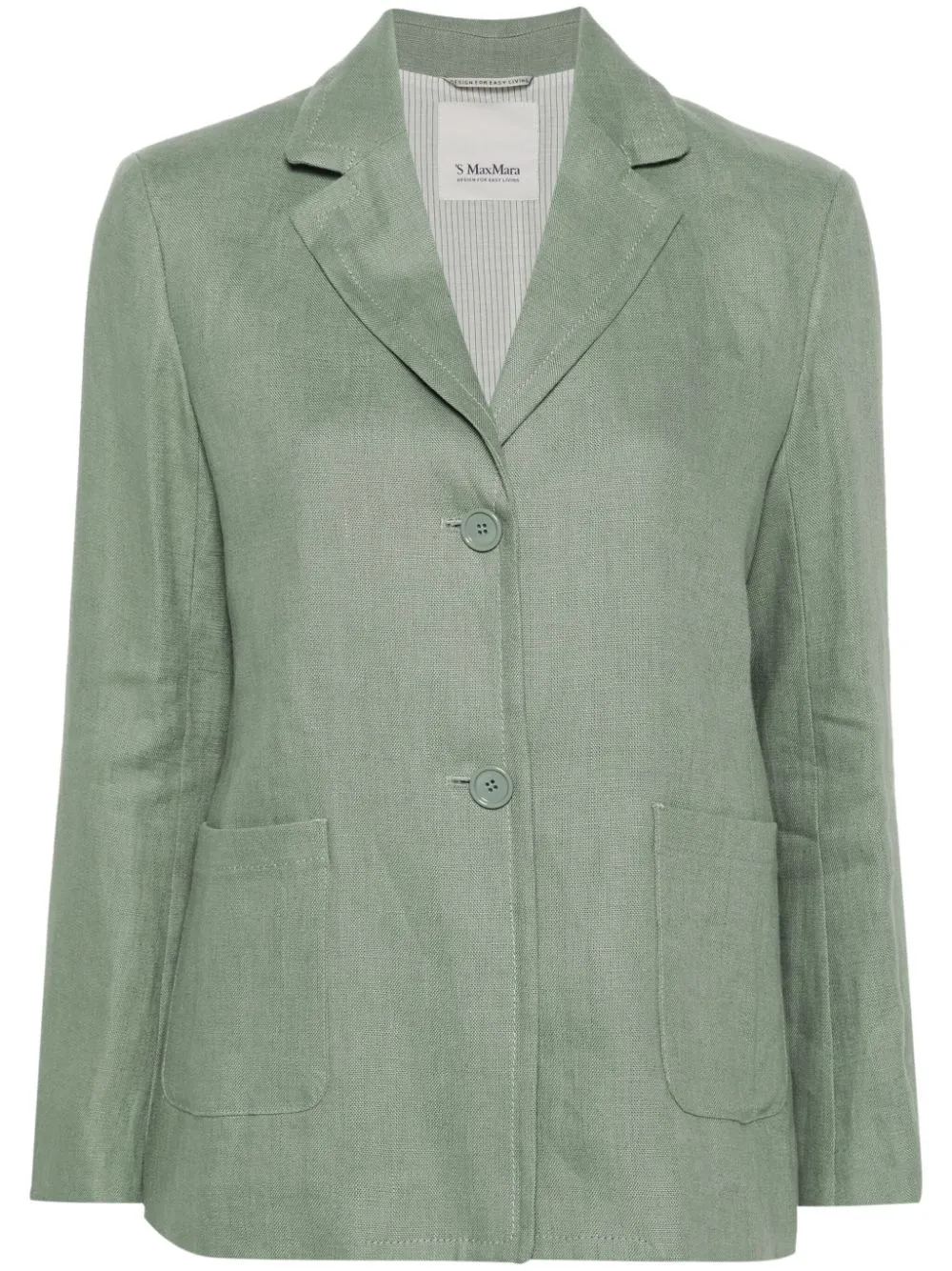 S Max Mara Socrates Linen Single Breasted Jacket In Green