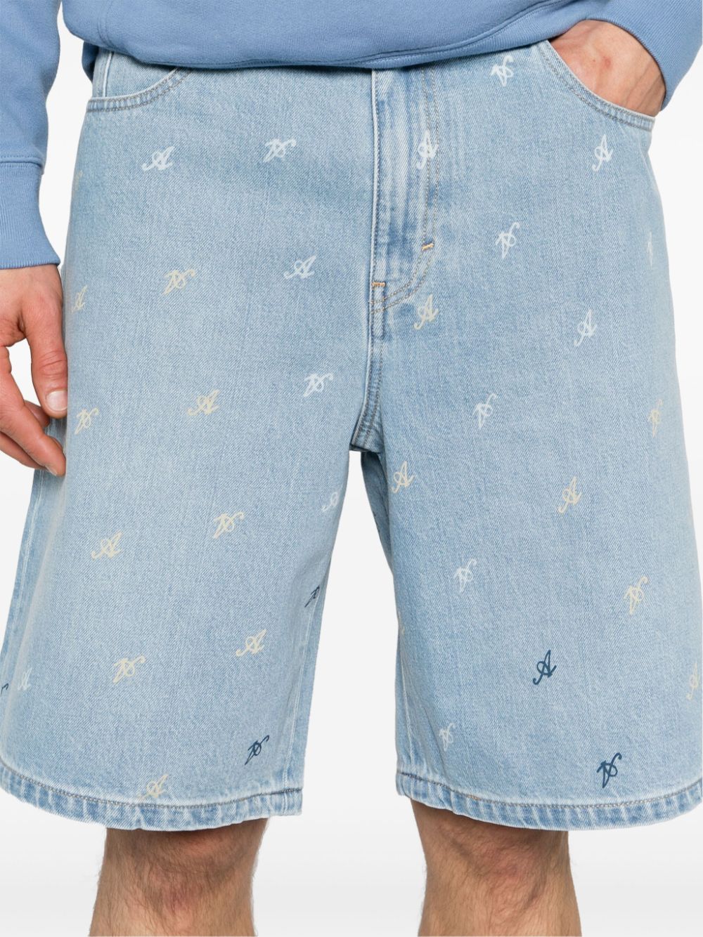 Shop Axel Arigato Miles Mid-rise Denim Shorts In Blue