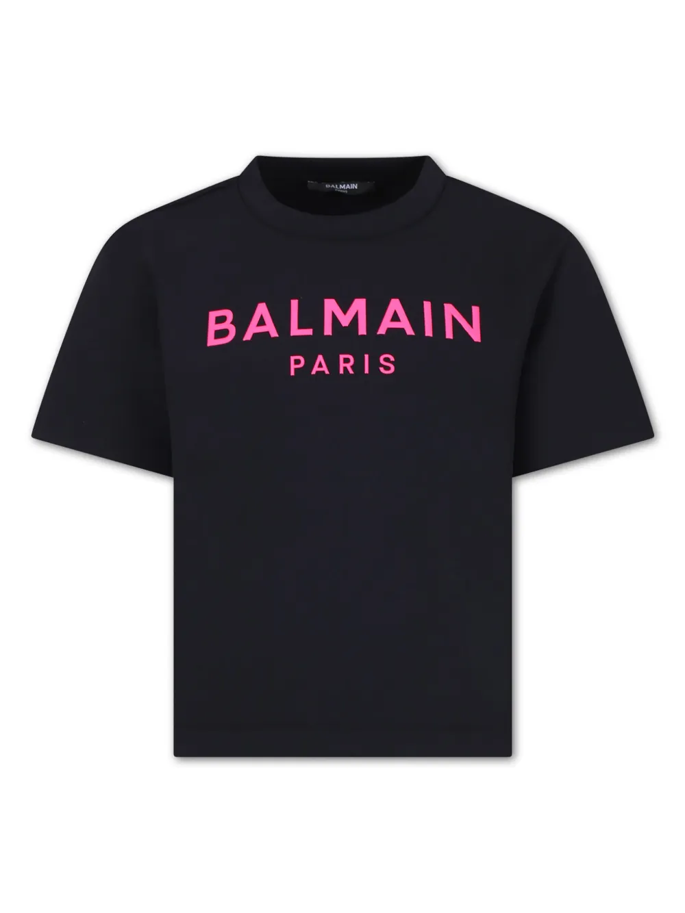 Balmain Kids' Logo印花抓绒t恤 In Black