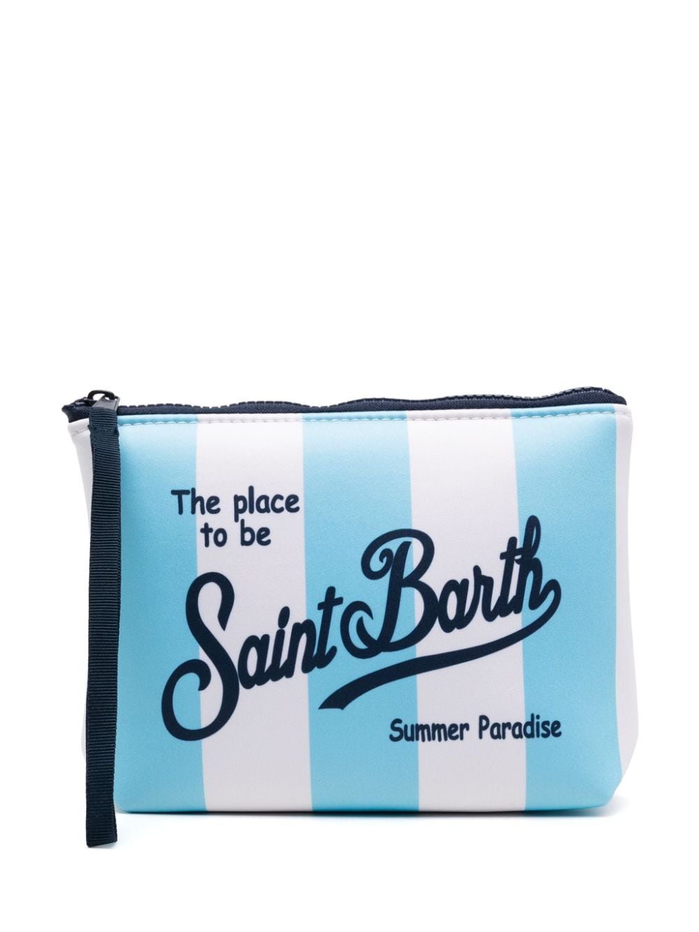 Mc2 Saint Barth Striped Zip-up Clutch Bag In White