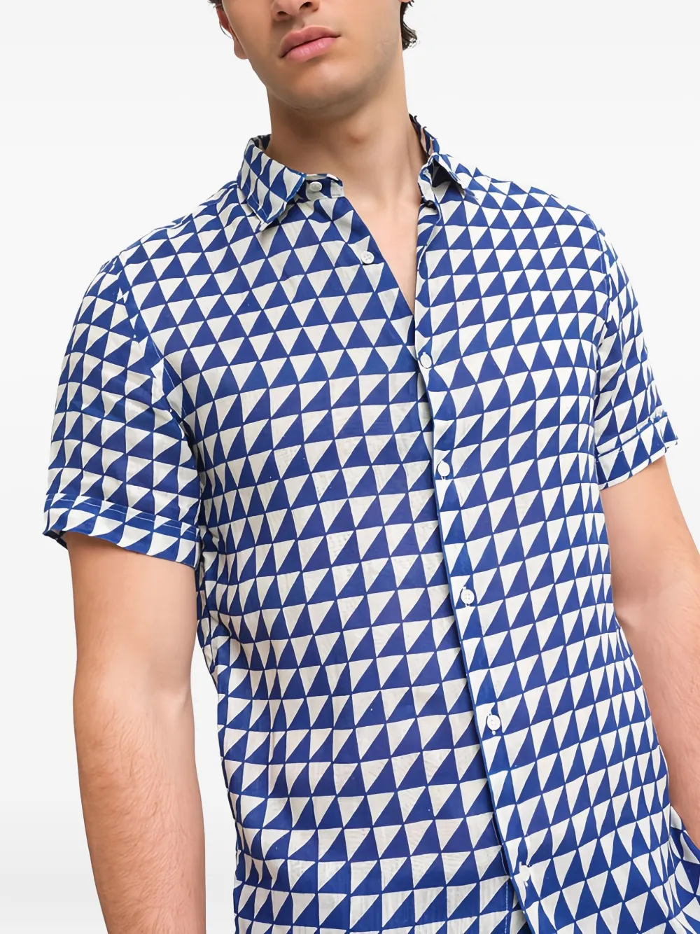 PENINSULA SWIMWEAR Overhemd met geometrische print Blauw