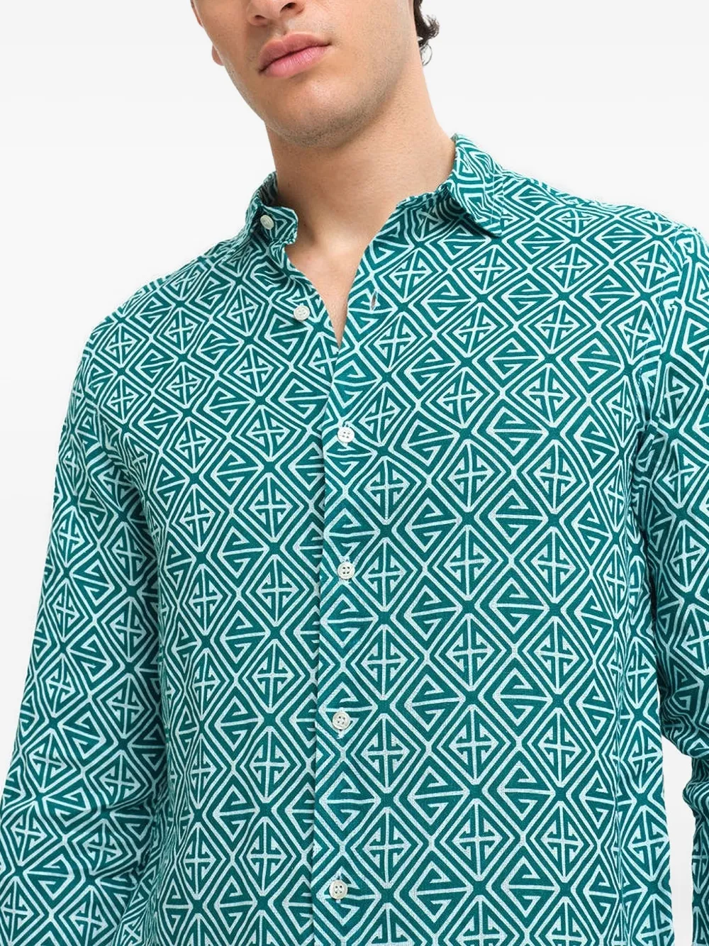 PENINSULA SWIMWEAR Overhemd met geometrische print Blauw