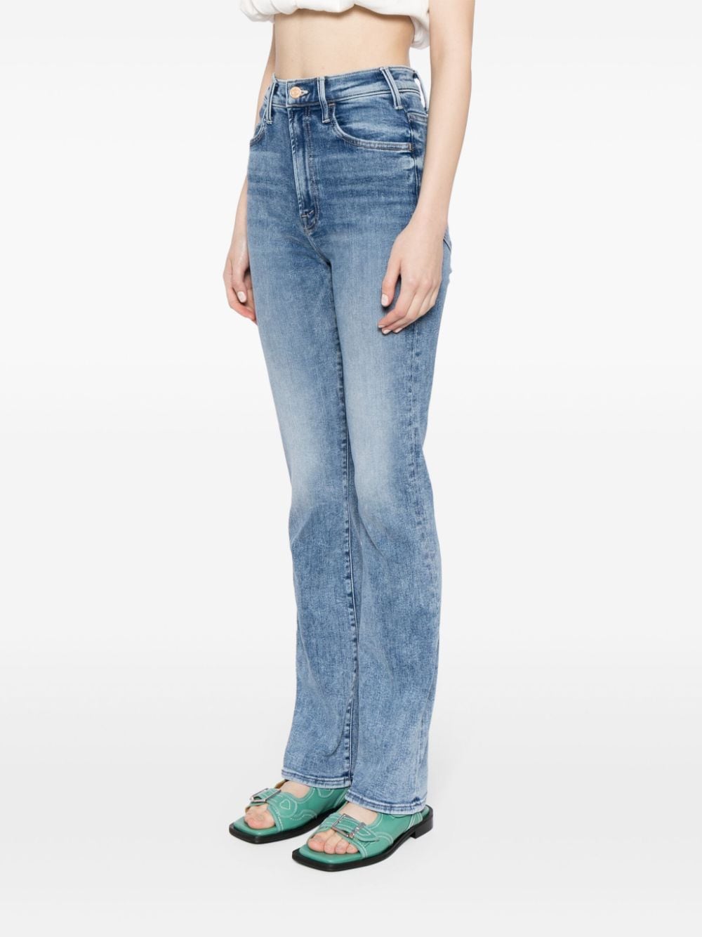 Shop Mother Hustler Sneak High-rise Tapered Jeans In Blue