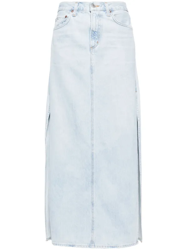 Agolde Astrid Denim Maxi Skirt in Blue