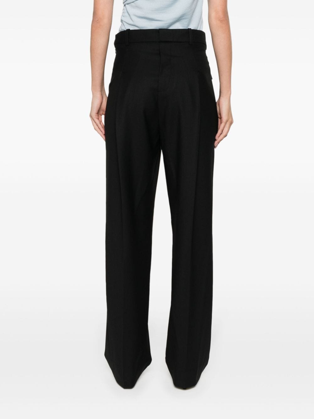 Shop Victoria Beckham Twill Tapered Trousers In Black