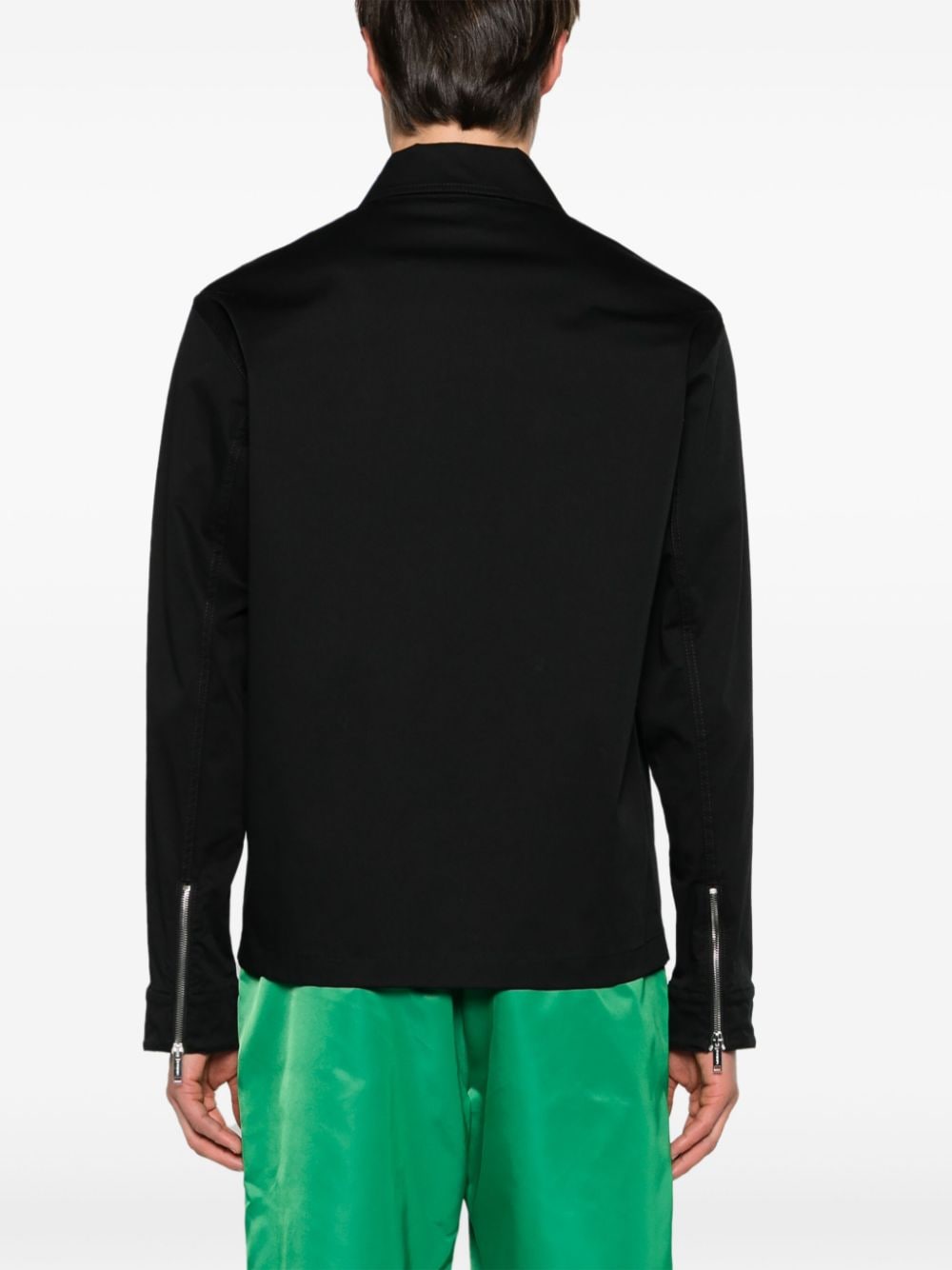Shop Iceberg Zip-up Twill Shirt Jacket In Black