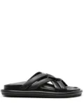 Moncler Bell crossover-strap leather slides - Black