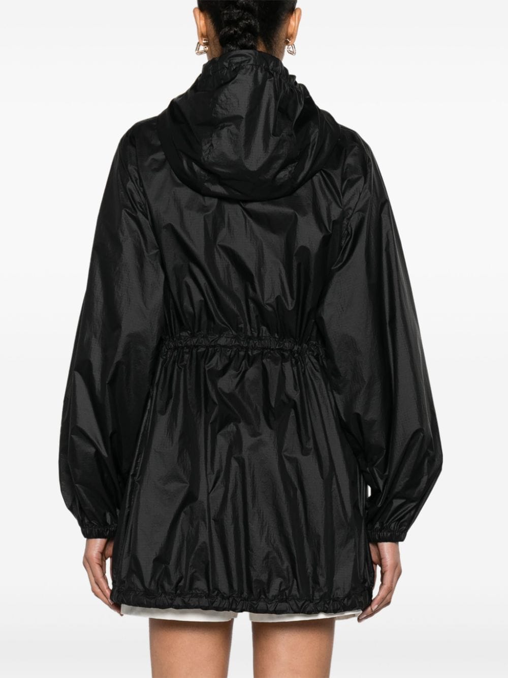 Shop Moncler Airelle Hooded Coat In Black