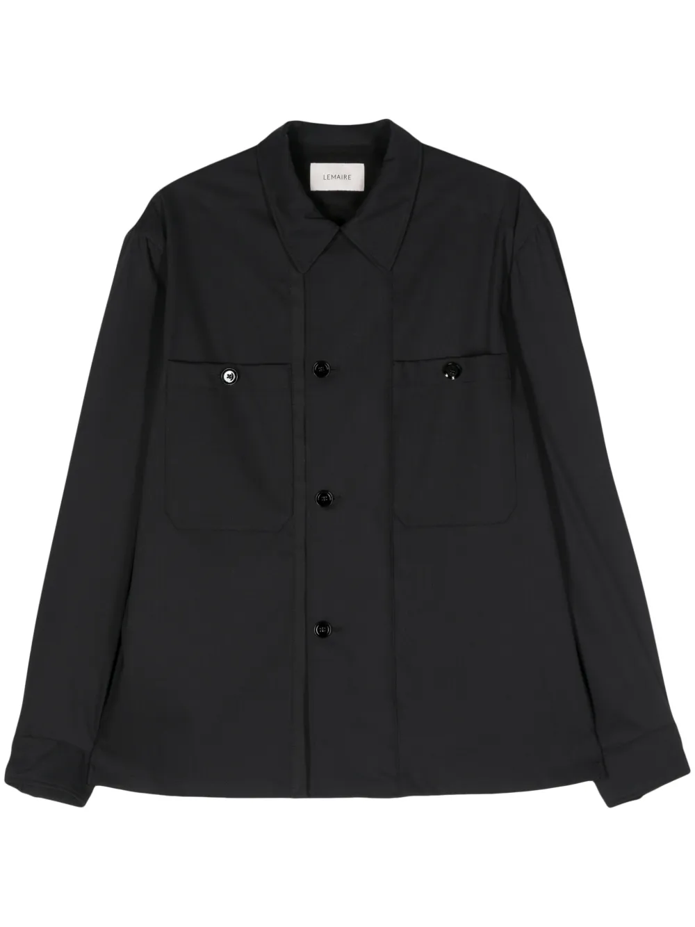 Shop Lemaire Military-inspired Virgin-wool Overshirt In Black