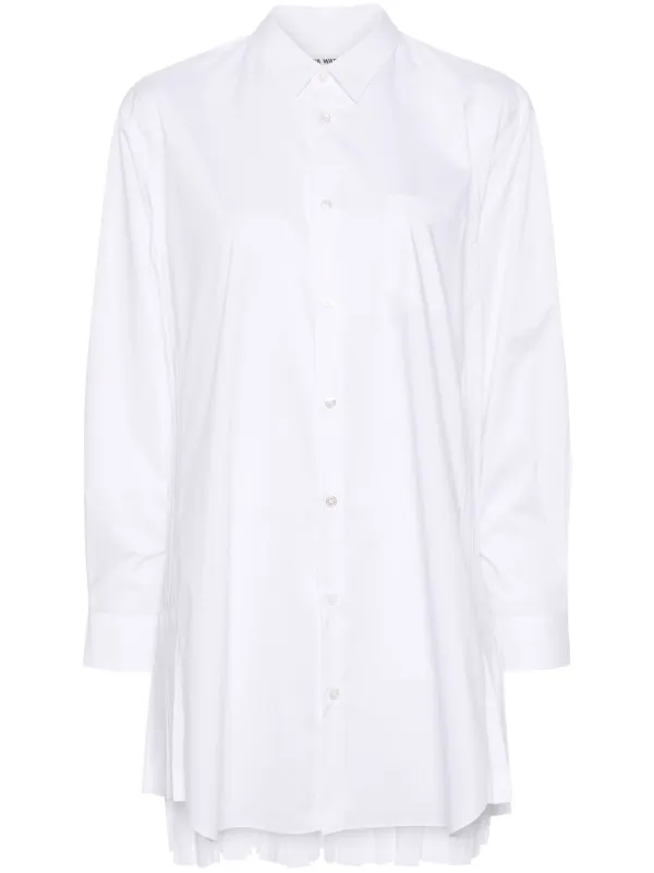 Junya Watanabe Plissé Poplin Shirt in White