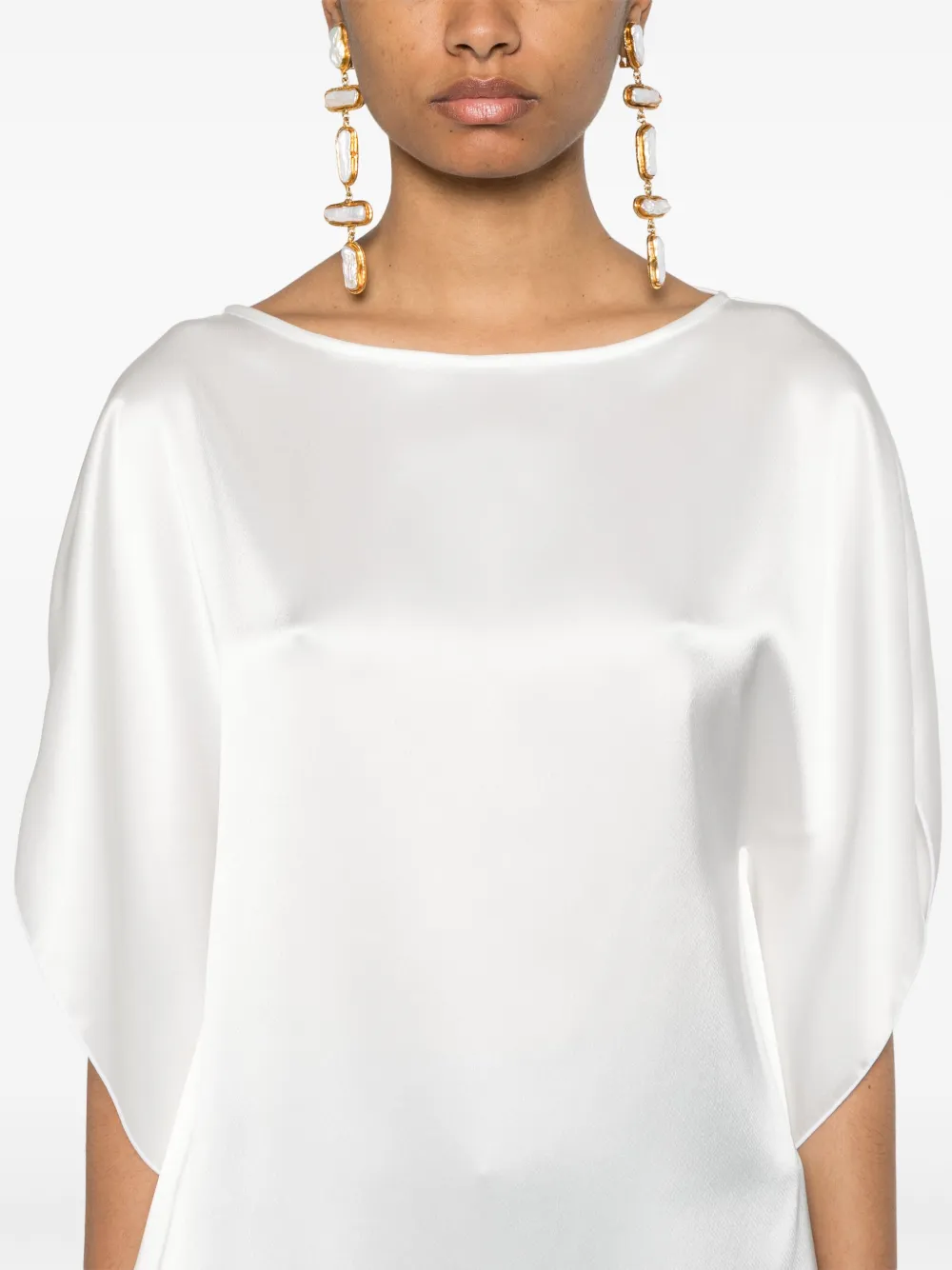 Shop Gianluca Capannolo Boat-neck Satin Blouse In White