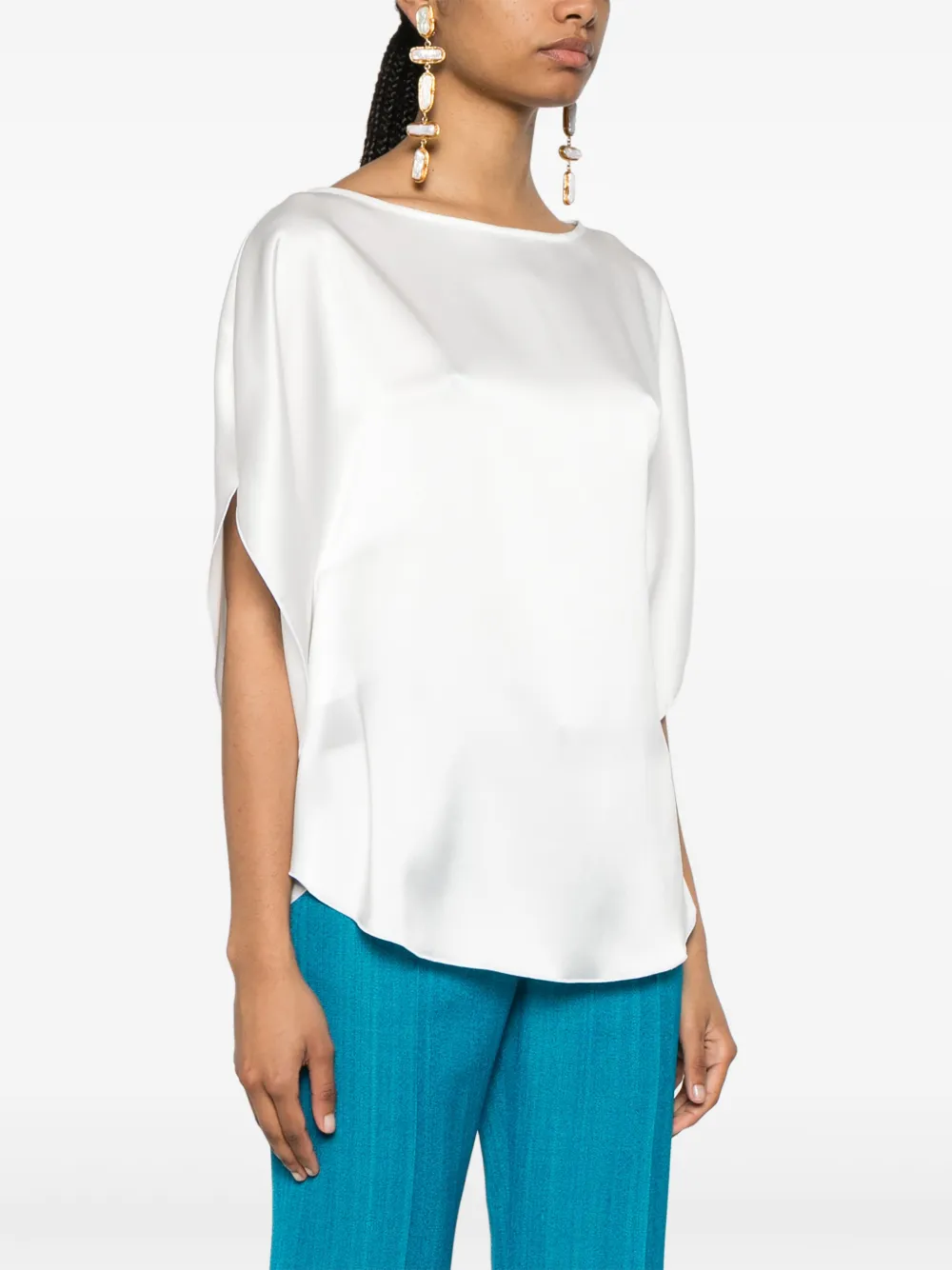 Shop Gianluca Capannolo Boat-neck Satin Blouse In White