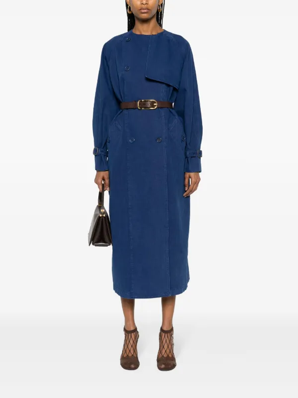 【関税＆送料込み】Max Mara 'Calao' Trench Coat Max Mara Calao Canvas Trench Coat | Blue | FARFETCH