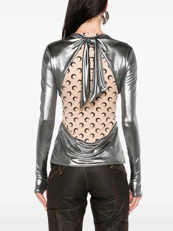 Marine Serre Crescent Moon-print Panneled T-shirt | Silver | FARFETCH