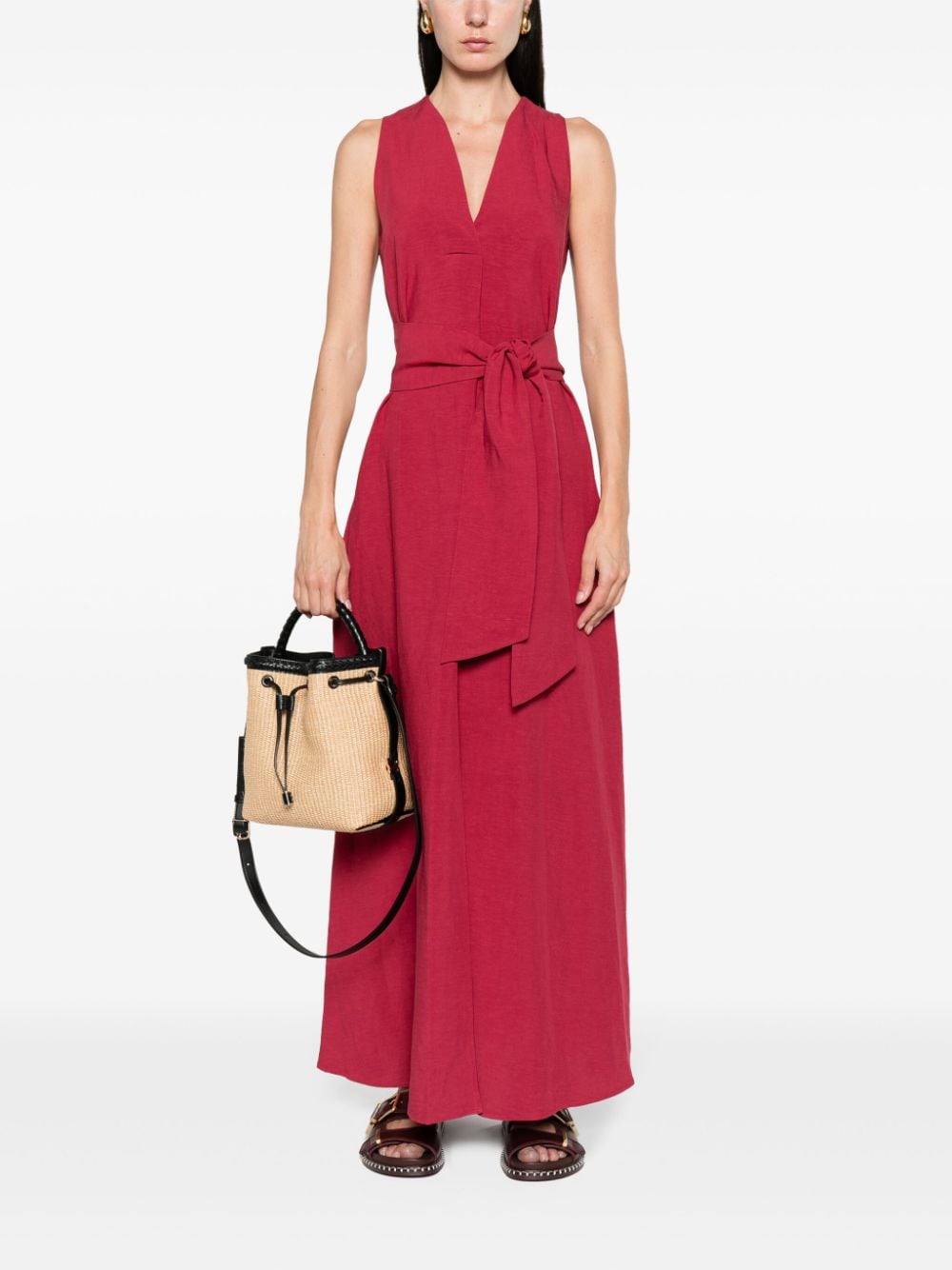 Shop Blanca Vita Aralia Belted Maxi Dress In Red