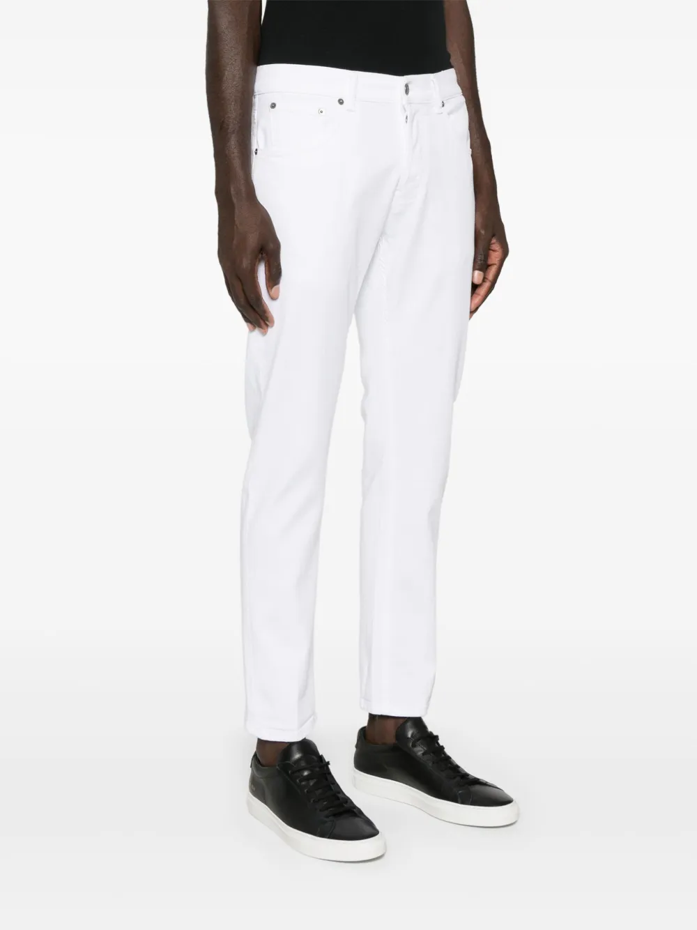 DONDUP Jeans met logoprint en toelopende pijpen Wit